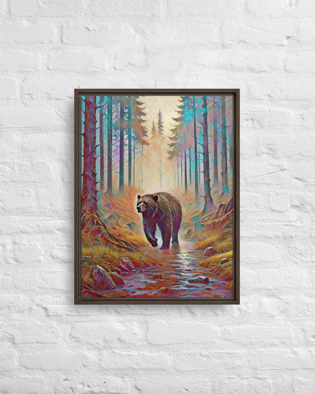 Oregon Bear in the Woods - Digital Art - Framed canvas - FREE SHIPPING