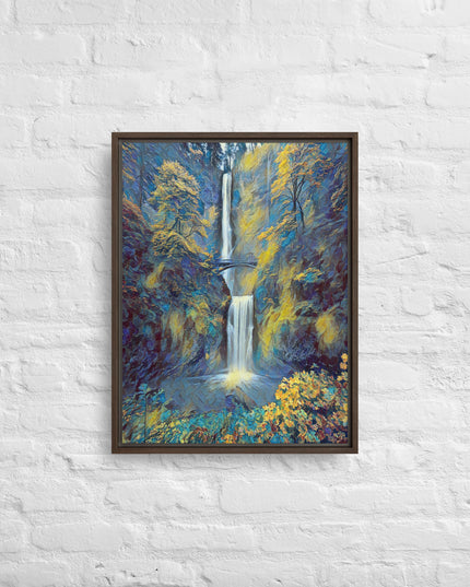 Multnomah Falls/Blue - Digital Art - Framed canvas - FREE SHIPPING