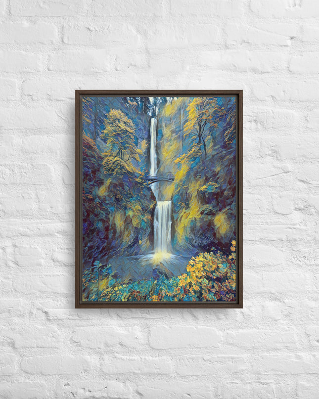 Multnomah Falls/Blue - Digital Art - Framed canvas - FREE SHIPPING