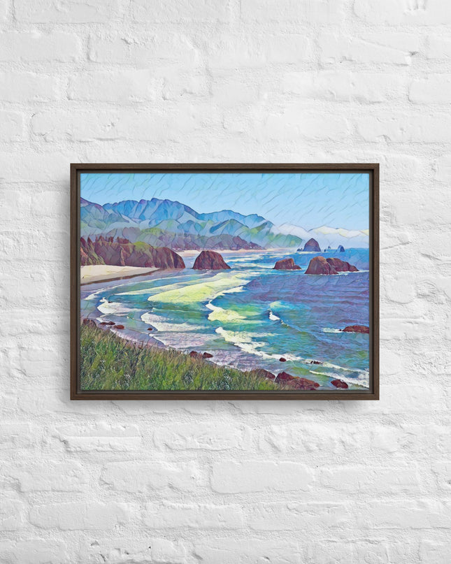 Ecola State Park - Digital Art - Framed canvas - FREE SHIPPING