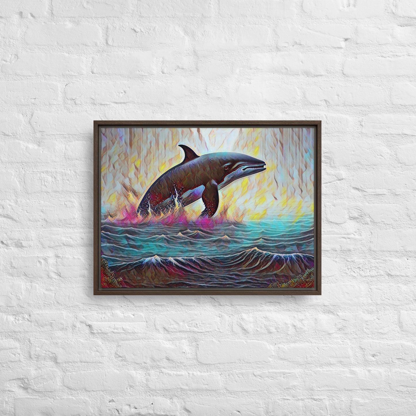 Pacific Northwest Orca - Digital Art - Framed canvas - FREE SHIPPING