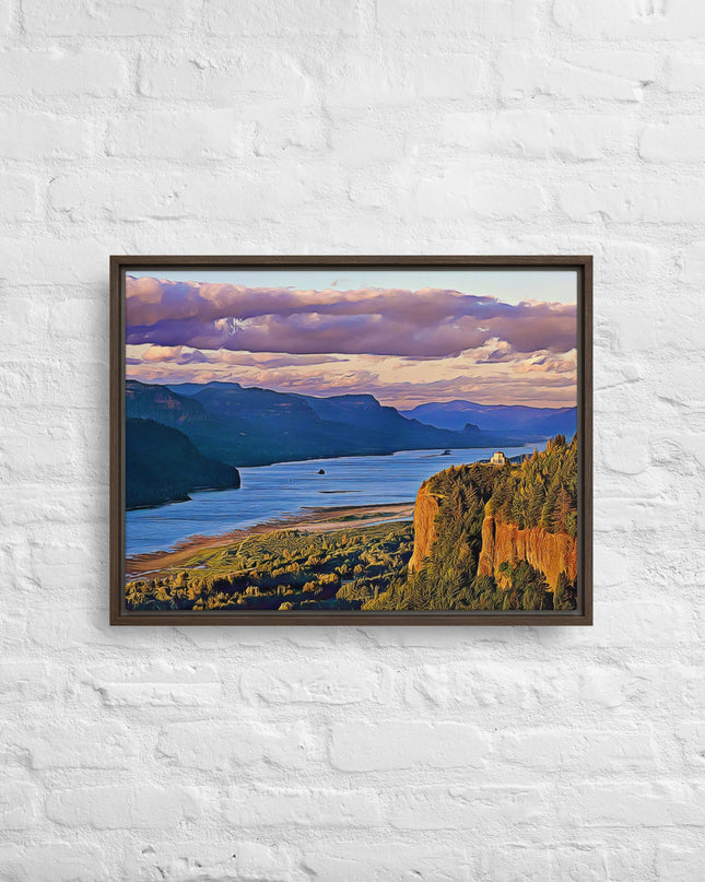 Columbia River Gorge - Digital Art - Framed canvas - FREE SHIPPING
