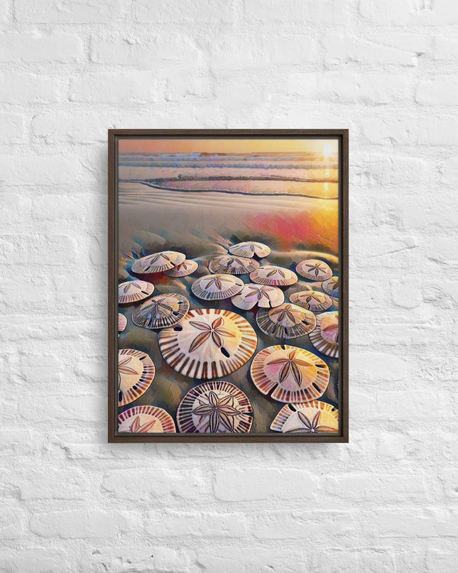 Oregon Sand Dollars - Digital Art -Framed canvas - FREE SHIPPING