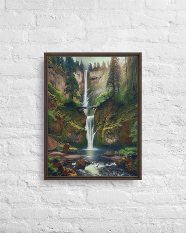 Multnomah Falls - Digital Art - Framed canvas - FREE SHIPPING