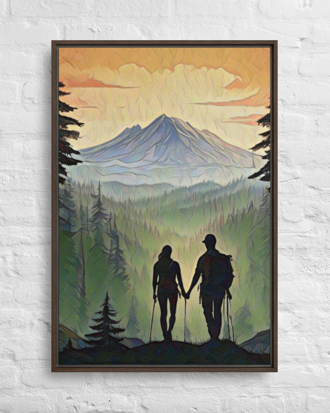 Oregon Hikers - Digital Art - Framed canvas - FREE SHIPPING