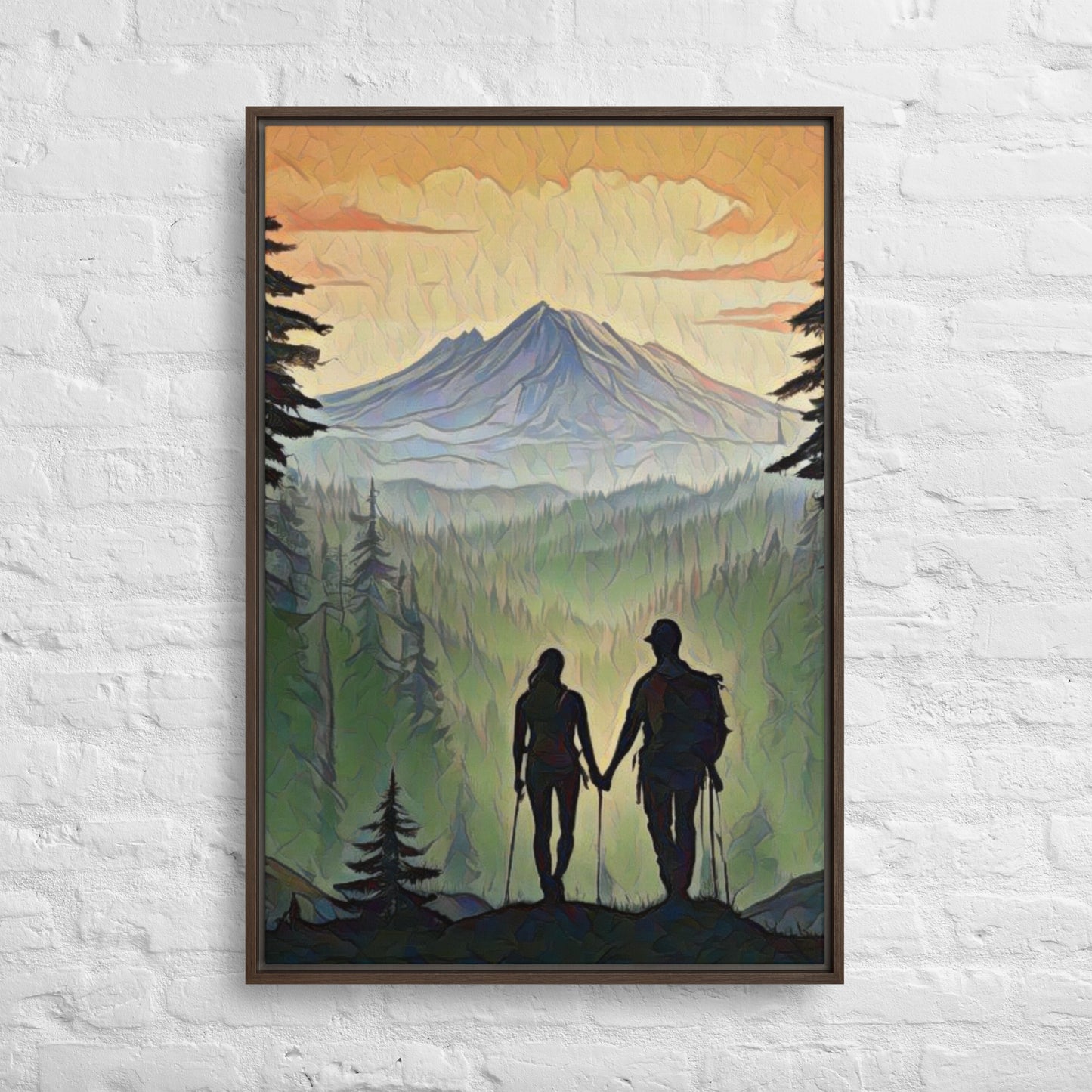 Oregon Hikers - Digital Art - Framed canvas - FREE SHIPPING
