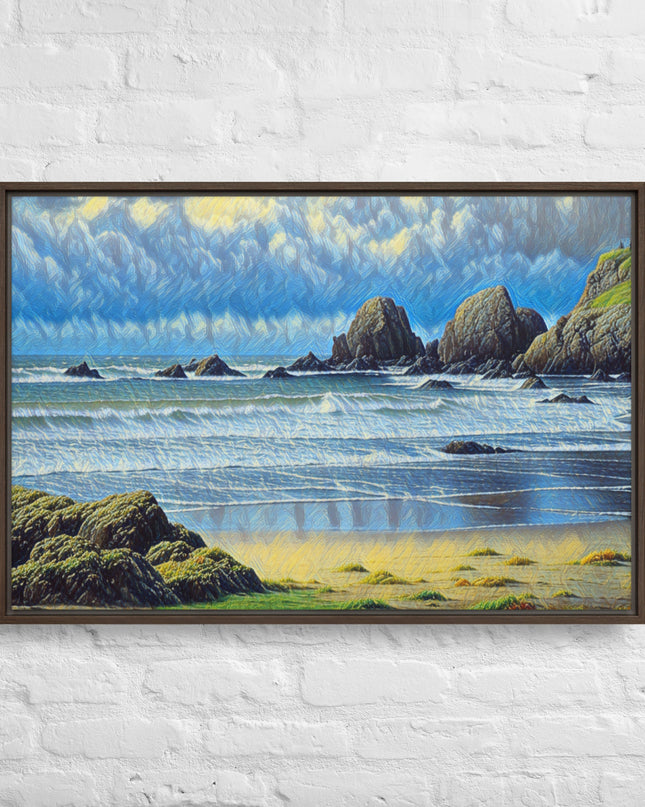Oregon Coast - Digital Art - Framed canvas FREE SHIPPING