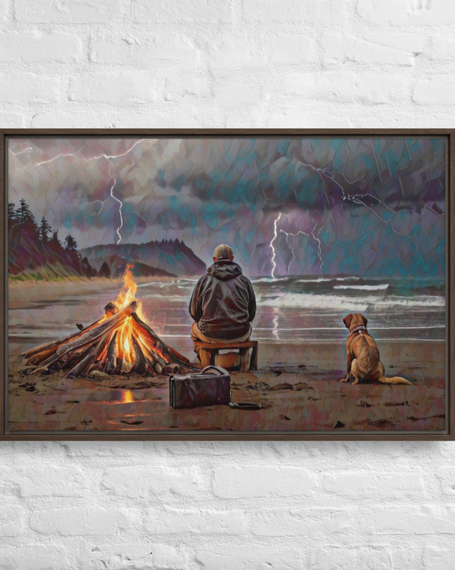 Bonfire in the Storm Digital Art - Framed canvas - FREE Shipping