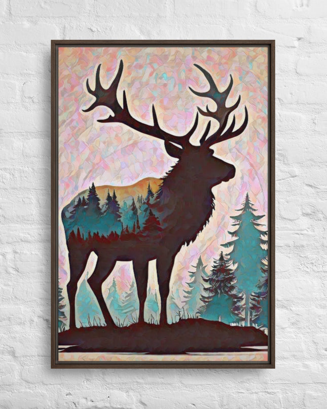 Oregon Elk in the Forest - Digital Art - Framed canvas - FREE Shipping