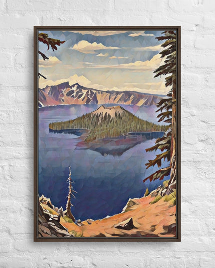 Crater Lake - Digital Art - Framed canvas - FREE SHIPPING