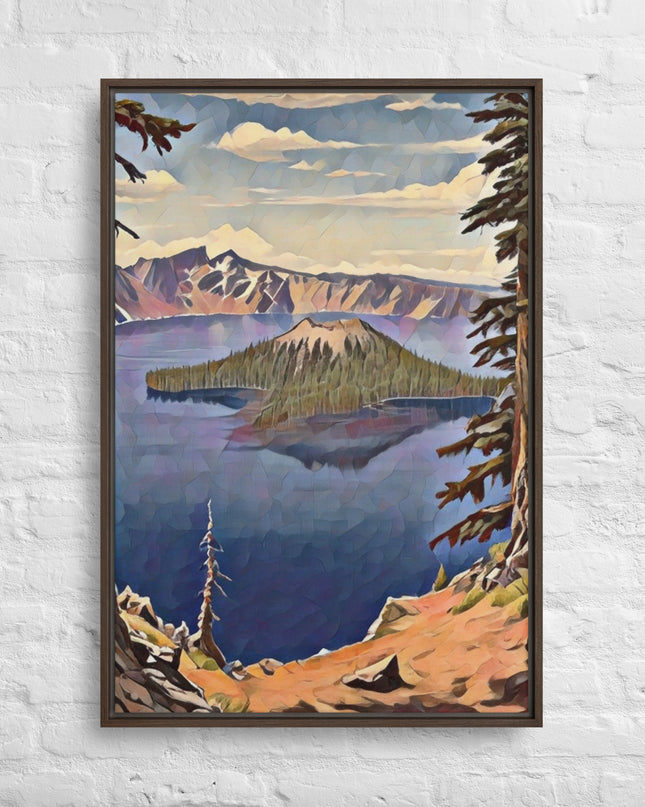 Crater Lake - Digital Art - Framed canvas - FREE SHIPPING