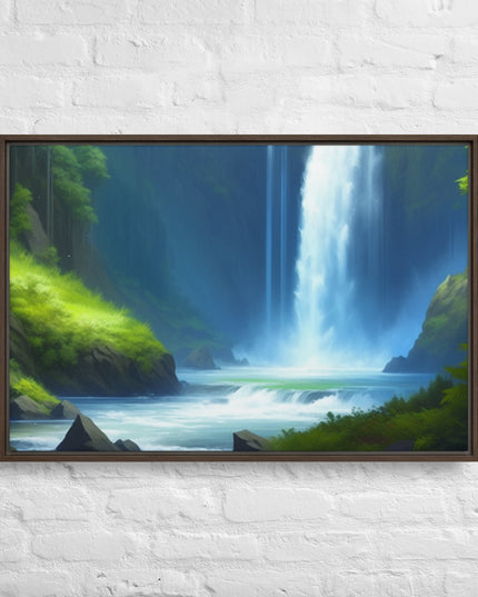 Oregon Waterfall - Digital Art - Framed canvas - FREE SHIPPING