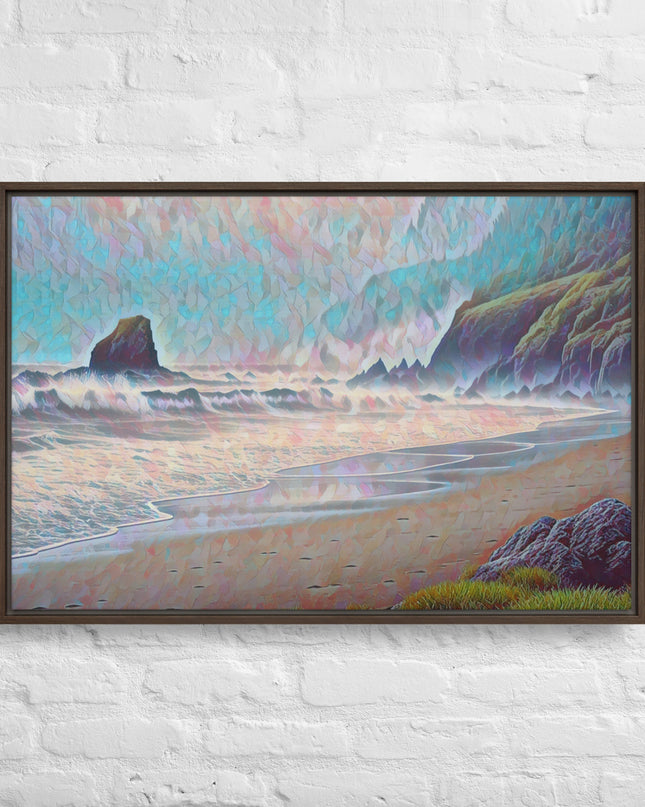 Oregon Ocean Beach - Digital Art - Framed canvas - FREE SHIPPING