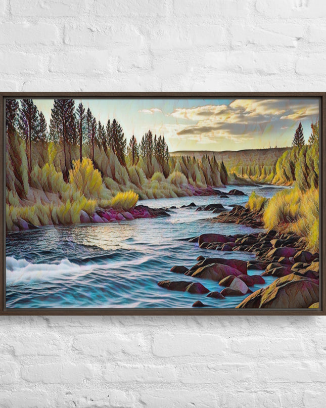 Oregon River - Digital Art - Framed canvas - FREE SHIPPING