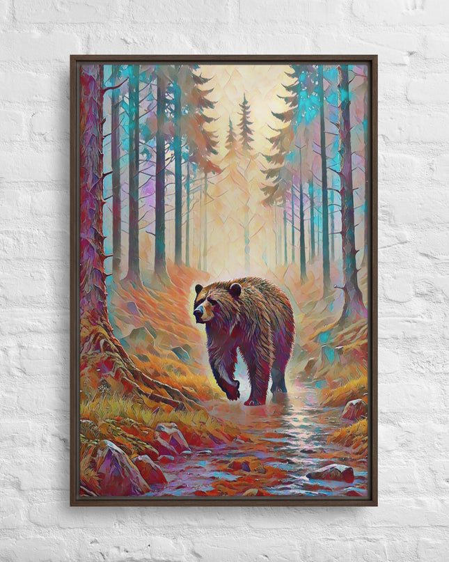 Oregon Bear in the Woods - Digital Art - Framed canvas - FREE SHIPPING