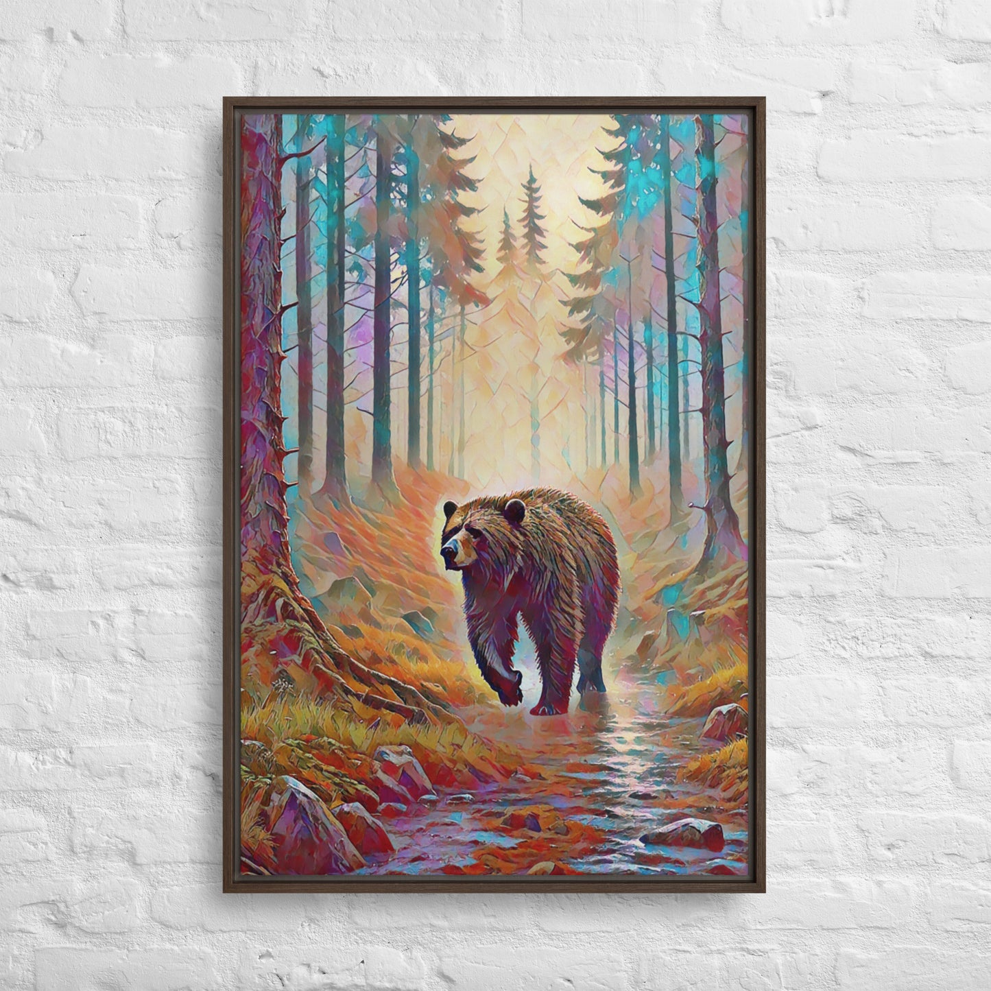 Oregon Bear in the Woods - Digital Art - Framed canvas - FREE SHIPPING