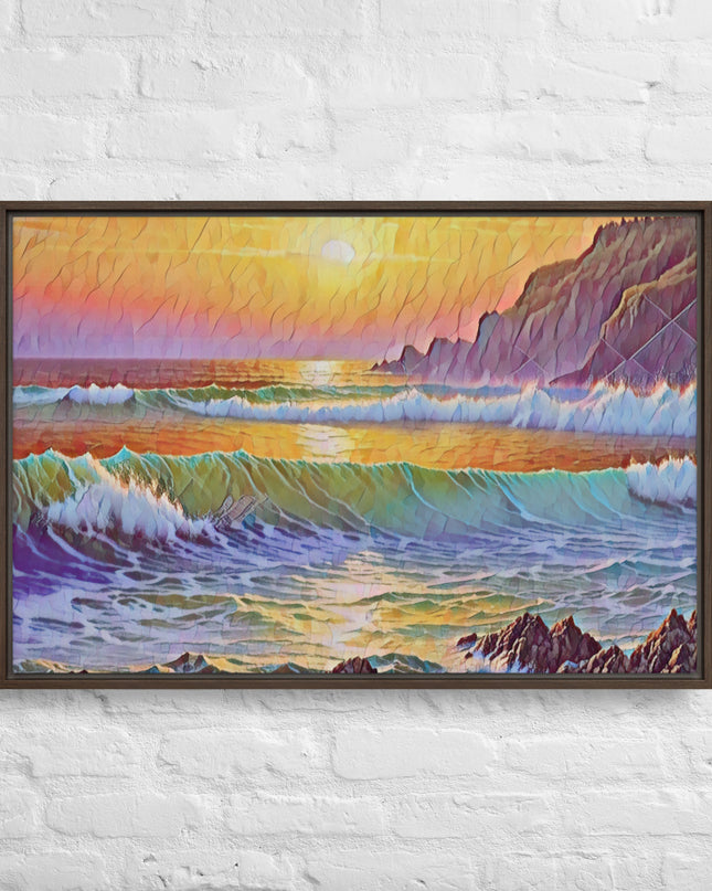 Oregon Coast Sunset - Digital Art - Framed canvas - FREE Shipping