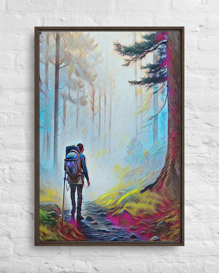 Hiking the Oregon Woods - Digital Art - Framed canvas - FREE SHIPPING
