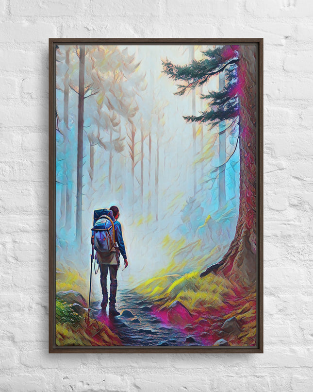 Hiking the Oregon Woods - Digital Art - Framed canvas - FREE SHIPPING