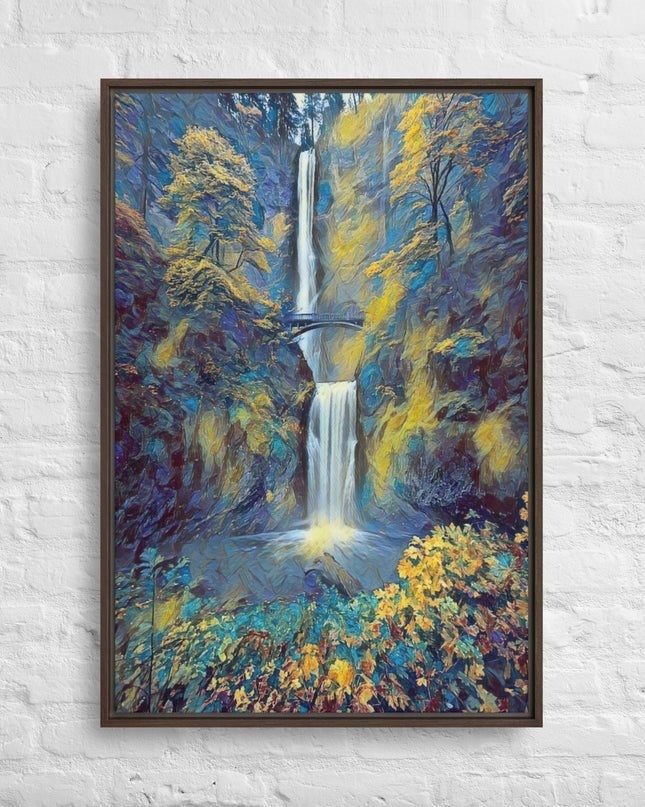 Multnomah Falls/Blue - Digital Art - Framed canvas - FREE SHIPPING