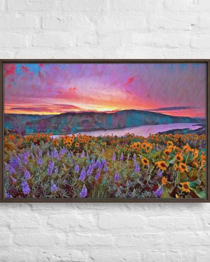 Columbia Gorge Wildflowers - Digital Art - Framed canvas - FREE SHIPPING