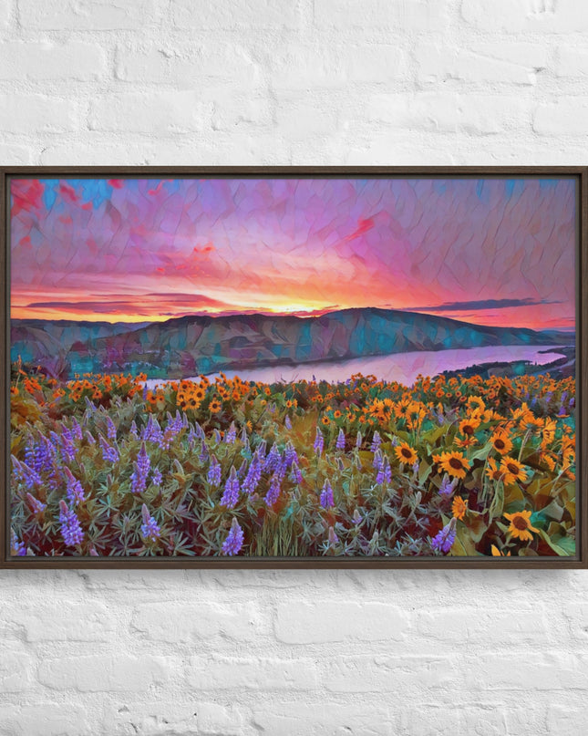Columbia Gorge Wildflowers - Digital Art - Framed canvas - FREE SHIPPING