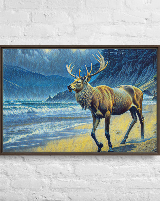 Elk on the Beach - Framed canvas - FREE SHIPPING