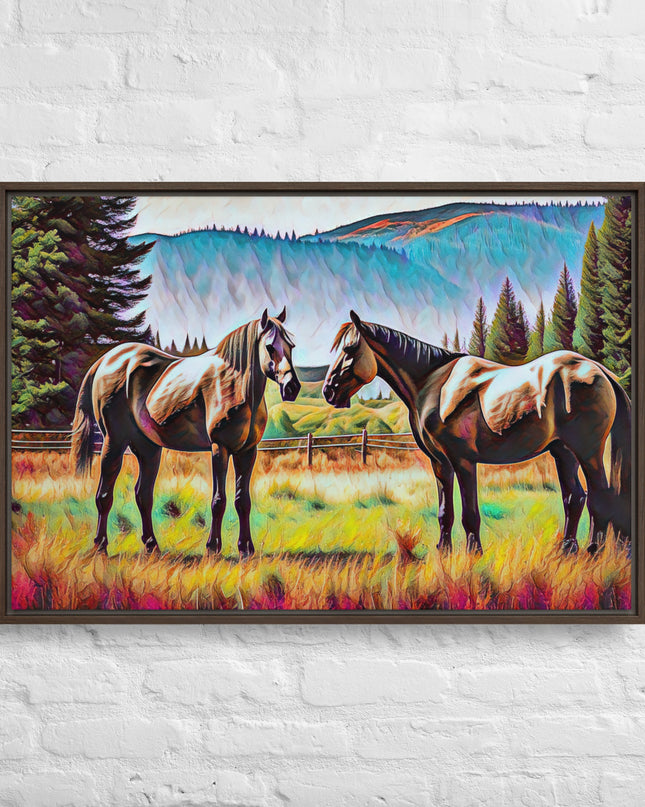 Central Oregon Horses - Digital Art - Framed canvas - FREE SHIPPING