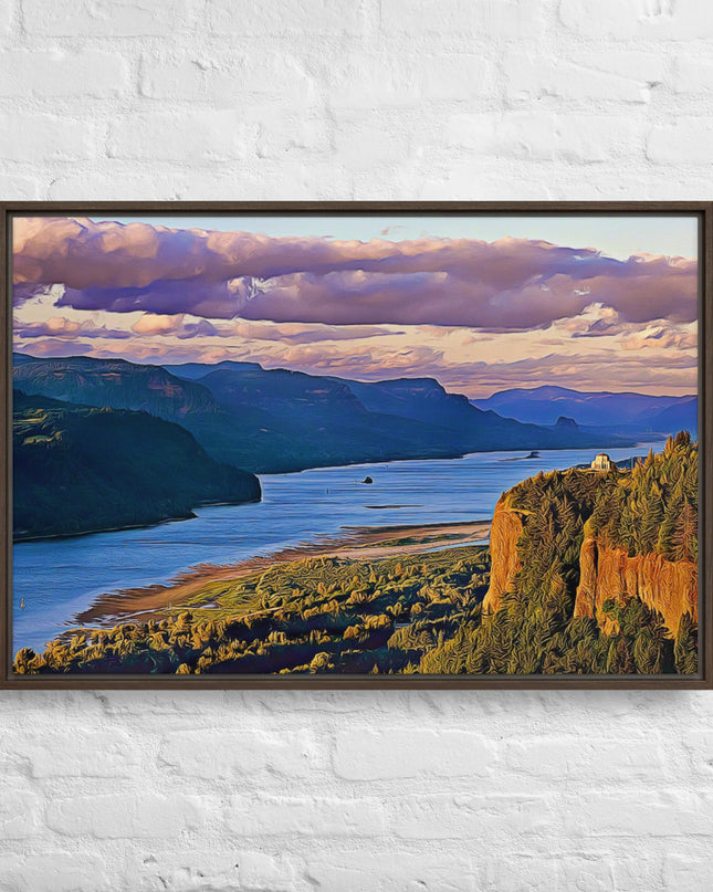 Columbia River Gorge - Digital Art - Framed canvas - FREE SHIPPING