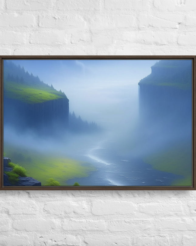 Foggy River - Digital Art - Framed canvas - FREE SHIPPING