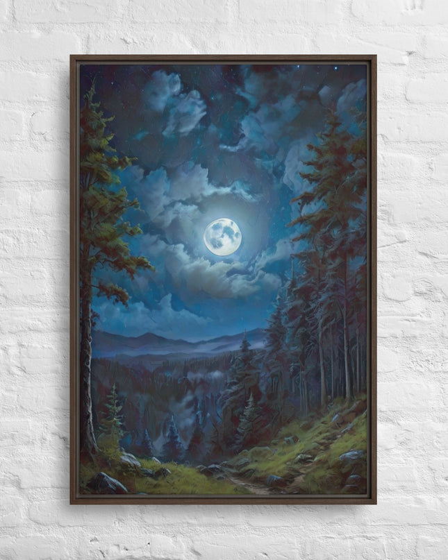 Moon Light in Oregon - Digital Art - Framed canvas - FREE SHIPPING