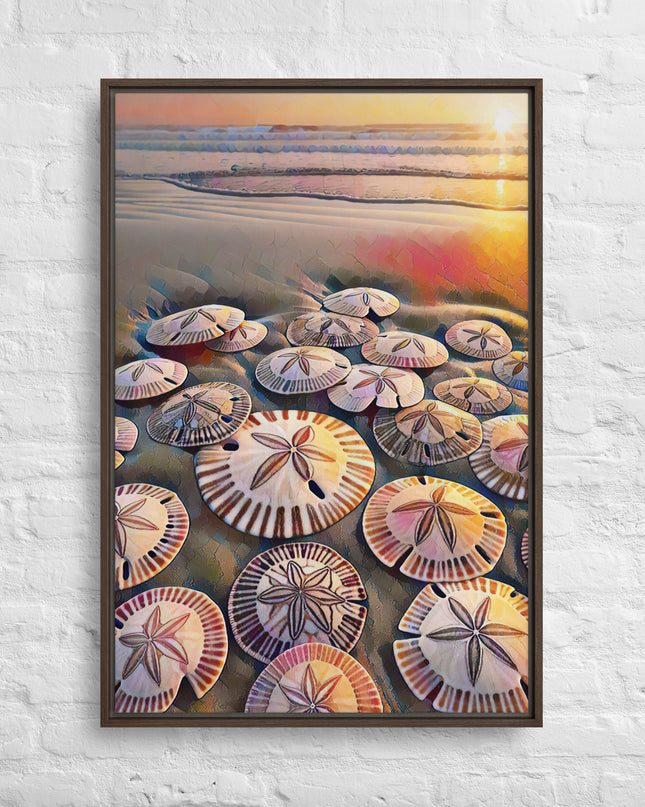Oregon Sand Dollars - Digital Art -Framed canvas - FREE SHIPPING