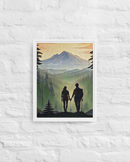 Oregon Hikers - Digital Art - Framed canvas - FREE SHIPPING