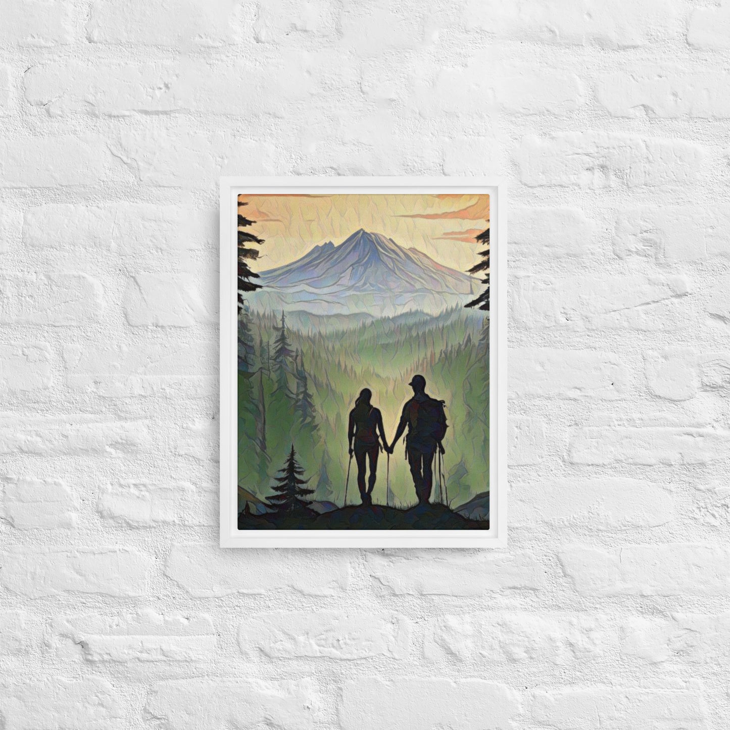 Oregon Hikers - Digital Art - Framed canvas - FREE SHIPPING