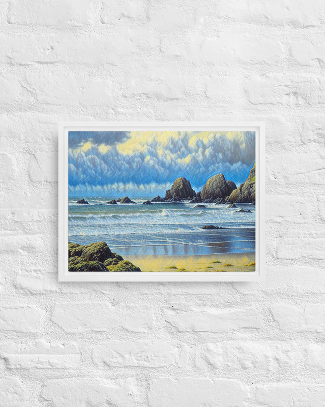 Oregon Coast - Digital Art - Framed canvas FREE SHIPPING