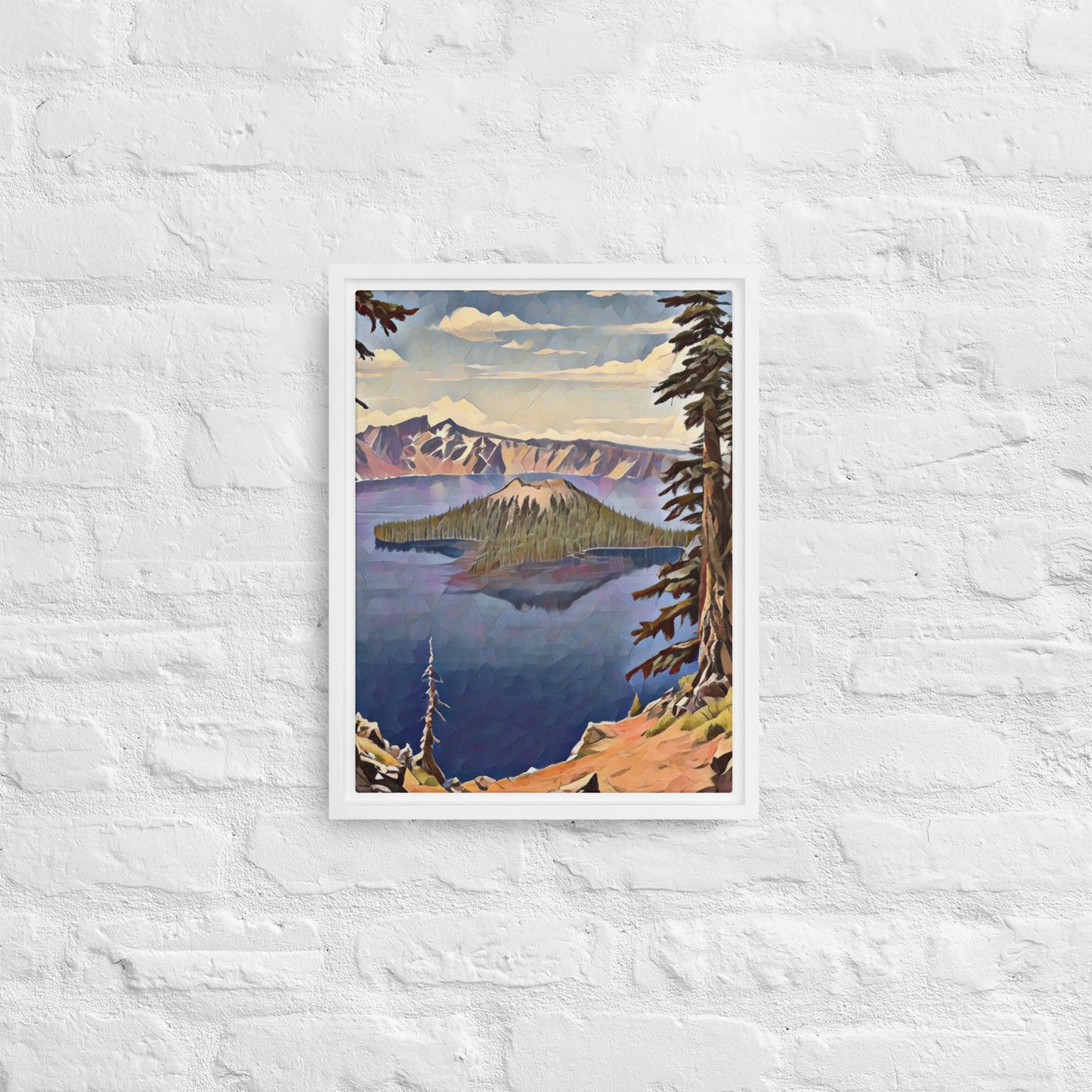 Crater Lake - Digital Art - Framed canvas - FREE SHIPPING