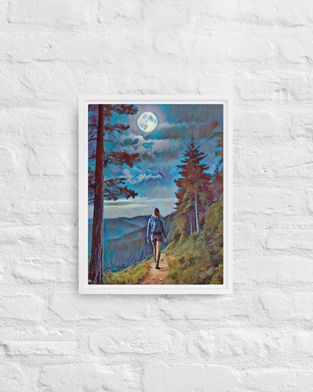 Oregon Full Moon Hiking - Digital Art - Framed canvas - FREE SHIPPING