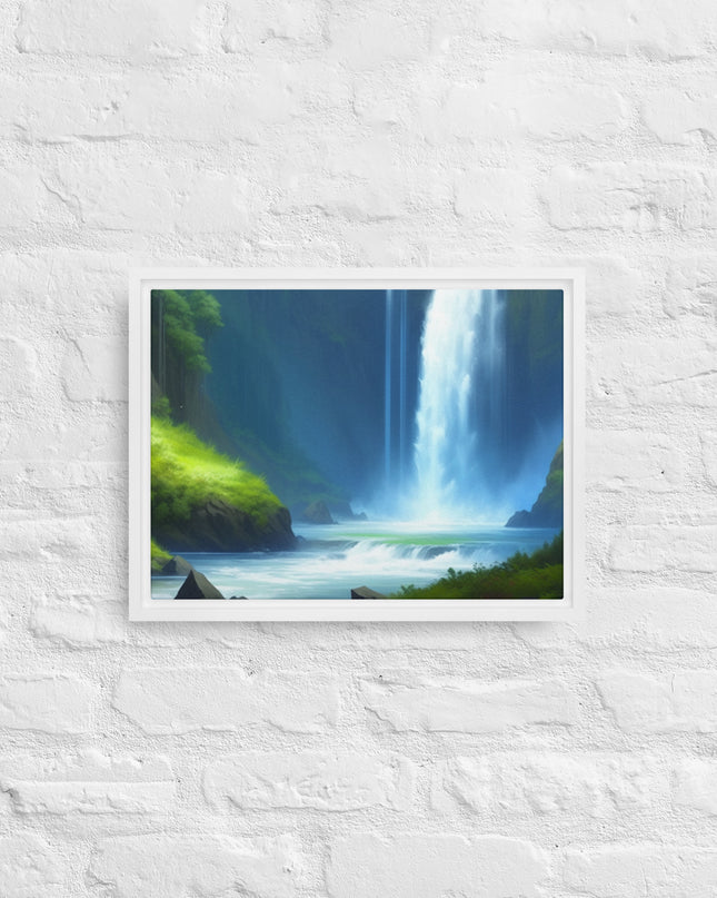 Oregon Waterfall - Digital Art - Framed canvas - FREE SHIPPING
