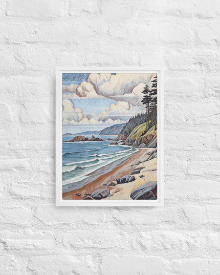Oregon Coastline - Digital Art - Framed canvas - FREE SHIPPING