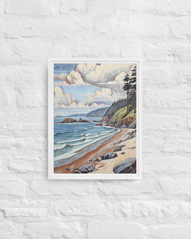 Oregon Coastline - Digital Art - Framed canvas - FREE SHIPPING