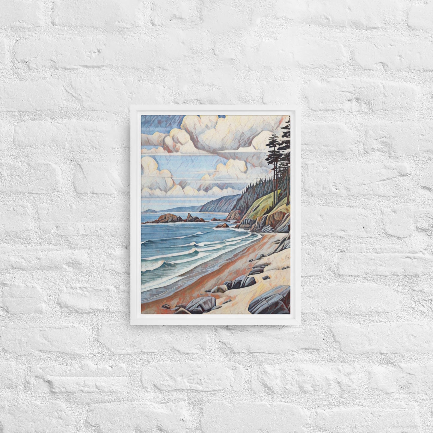 Oregon Coastline - Digital Art - Framed canvas - FREE SHIPPING