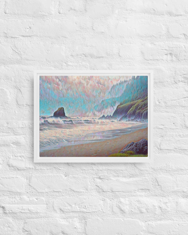 Oregon Ocean Beach - Digital Art - Framed canvas - FREE SHIPPING