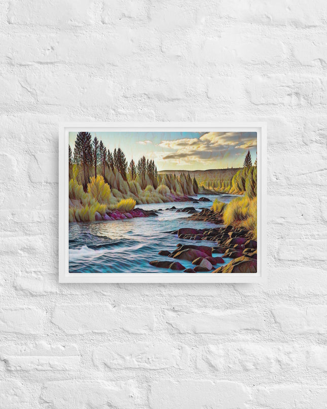 Oregon River - Digital Art - Framed canvas - FREE SHIPPING