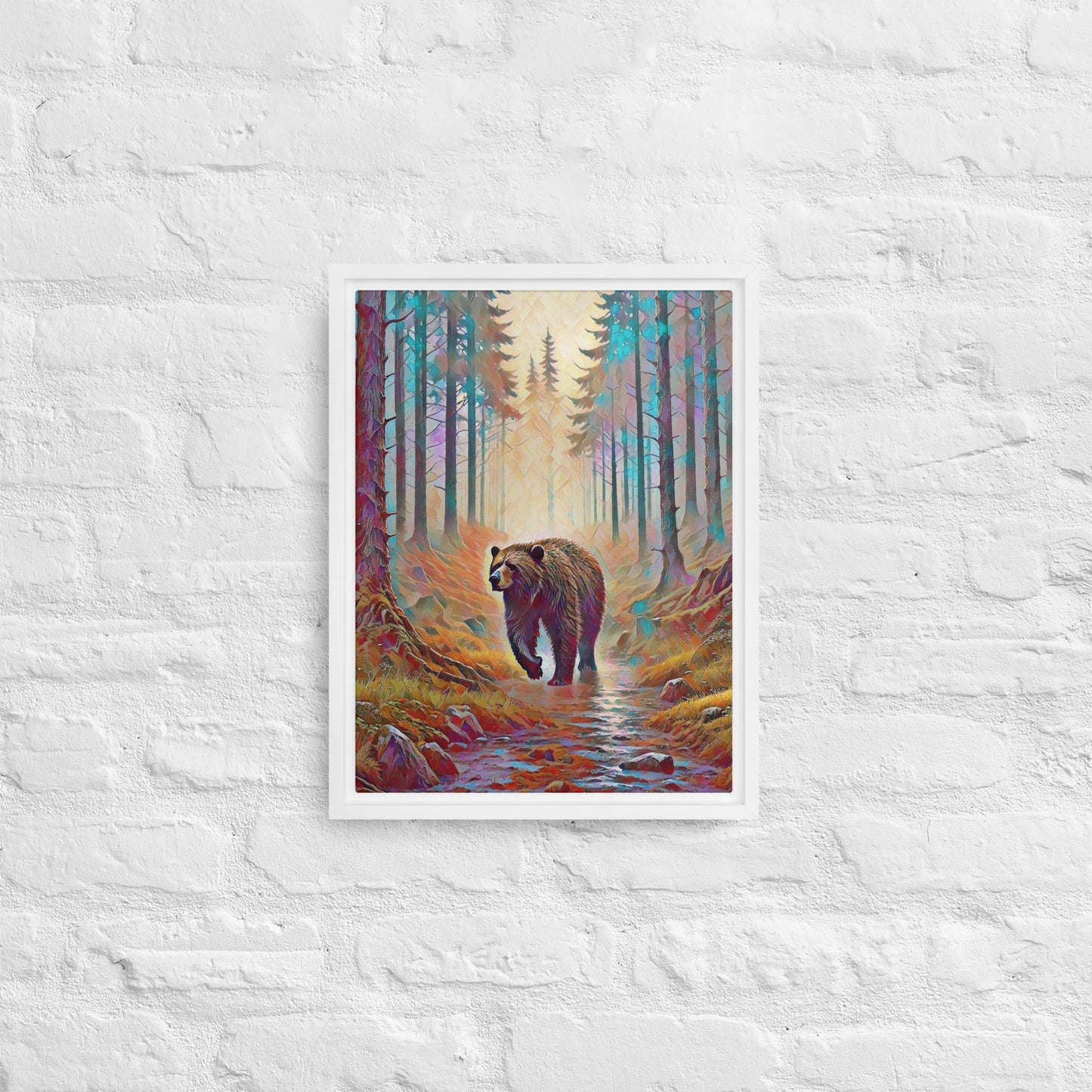 Oregon Bear in the Woods - Digital Art - Framed canvas - FREE SHIPPING