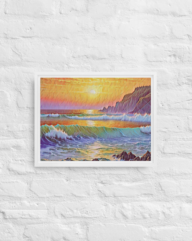 Oregon Coast Sunset - Digital Art - Framed canvas - FREE Shipping
