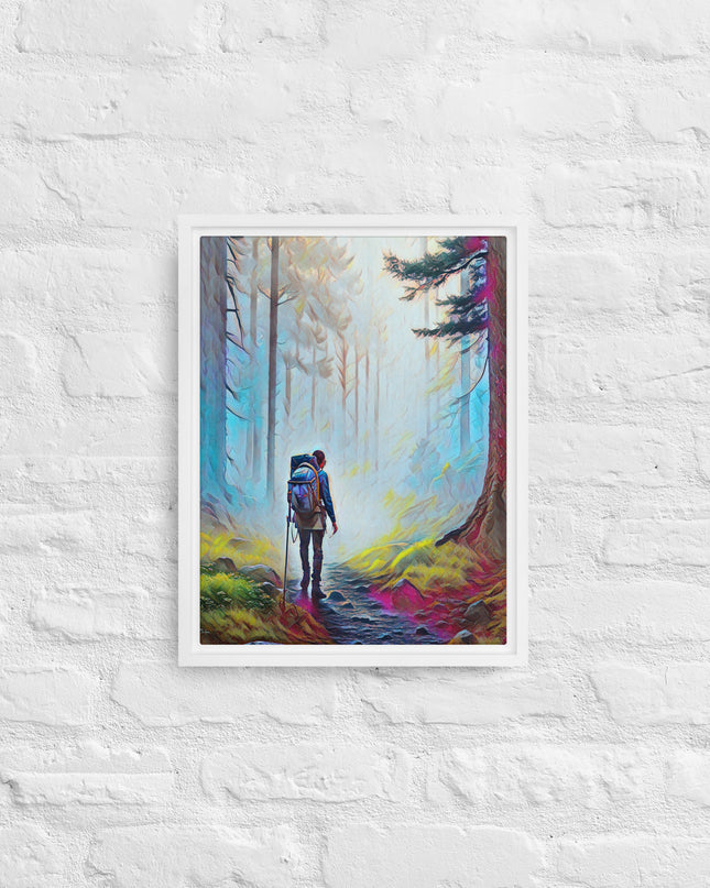 Hiking the Oregon Woods - Digital Art - Framed canvas - FREE SHIPPING