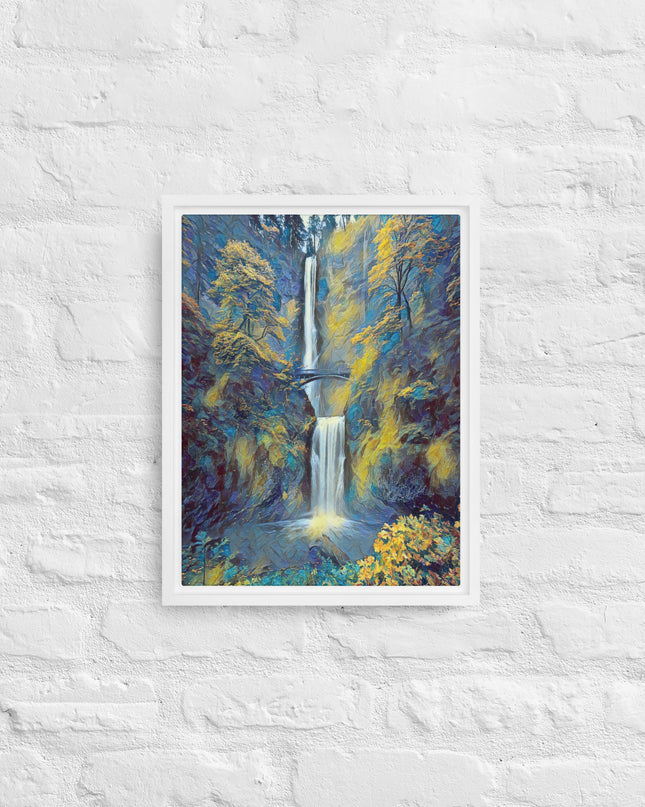 Multnomah Falls/Blue - Digital Art - Framed canvas - FREE SHIPPING