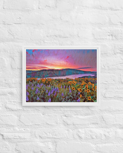 Columbia Gorge Wildflowers - Digital Art - Framed canvas - FREE SHIPPING