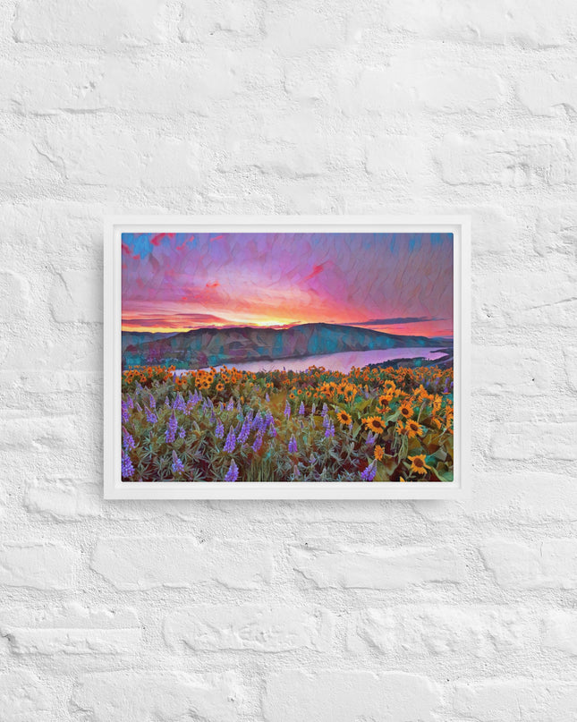 Columbia Gorge Wildflowers - Digital Art - Framed canvas - FREE SHIPPING