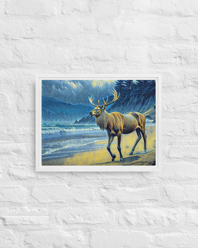 Elk on the Beach - Framed canvas - FREE SHIPPING